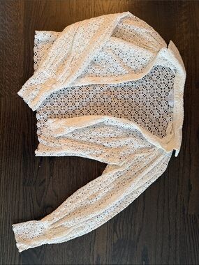 & Other Stories Ivory Crochet Lace Open Cardigan